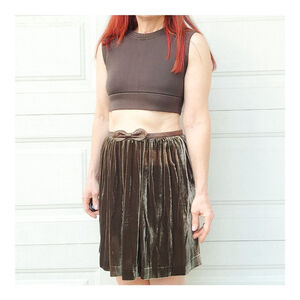 SANDRO NWT Joyau Leather Trim Bow Velvet Skirt S
